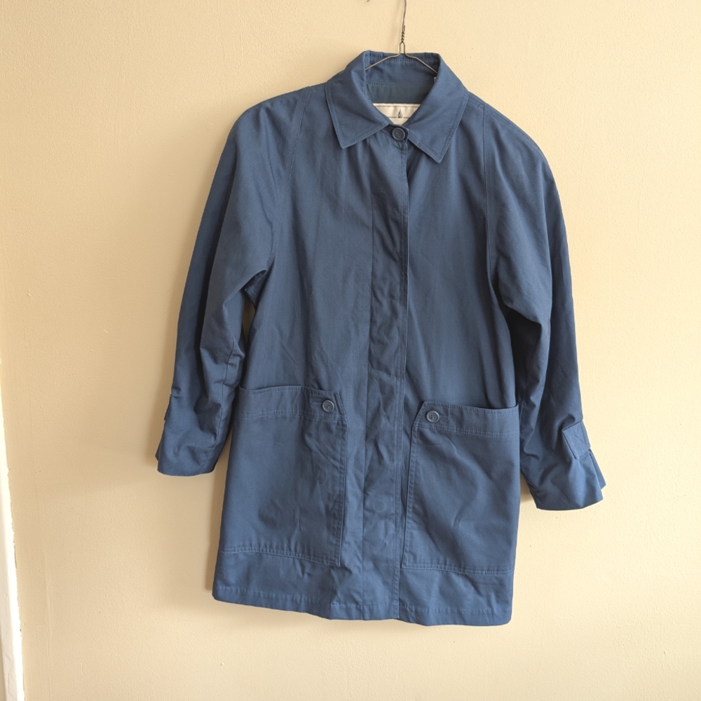 Vintage Towne From London Fog Navy Blue Jacket W/ Hidden Buttons Size 4
